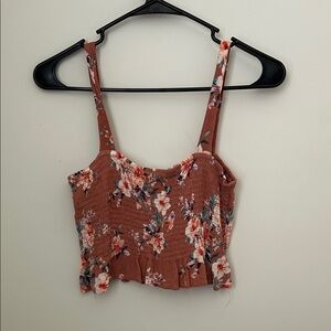 Love Tree Floral Tank Top in Brown and Pink